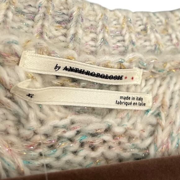 Anthropologie V-Neck Drama Cable Knit Tunic Sweater Womens XL Oversized Soft NEW - Picture 4 of 7